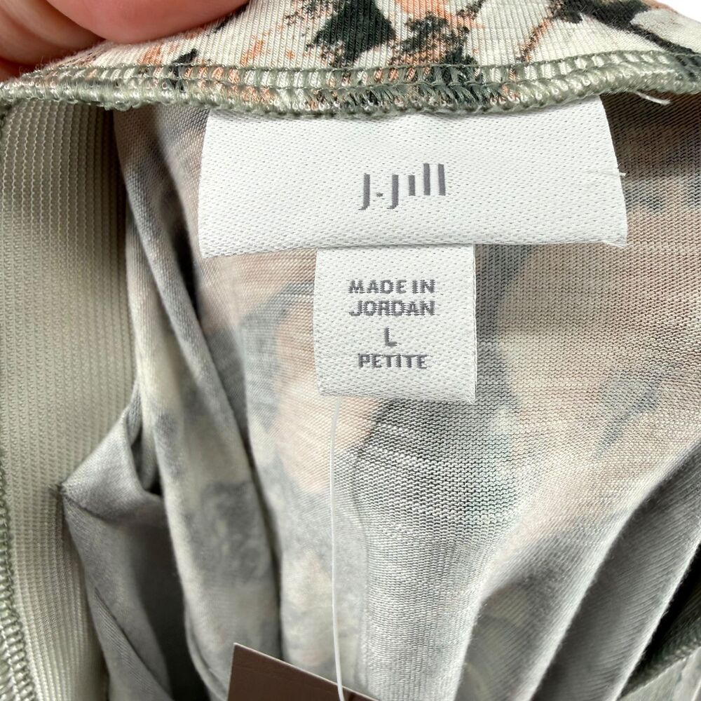 J Jill Maxi Skirt LP Green Floral A Line Pull On Stretch Waist Cottage Rose Boho - Picture 7 of 10